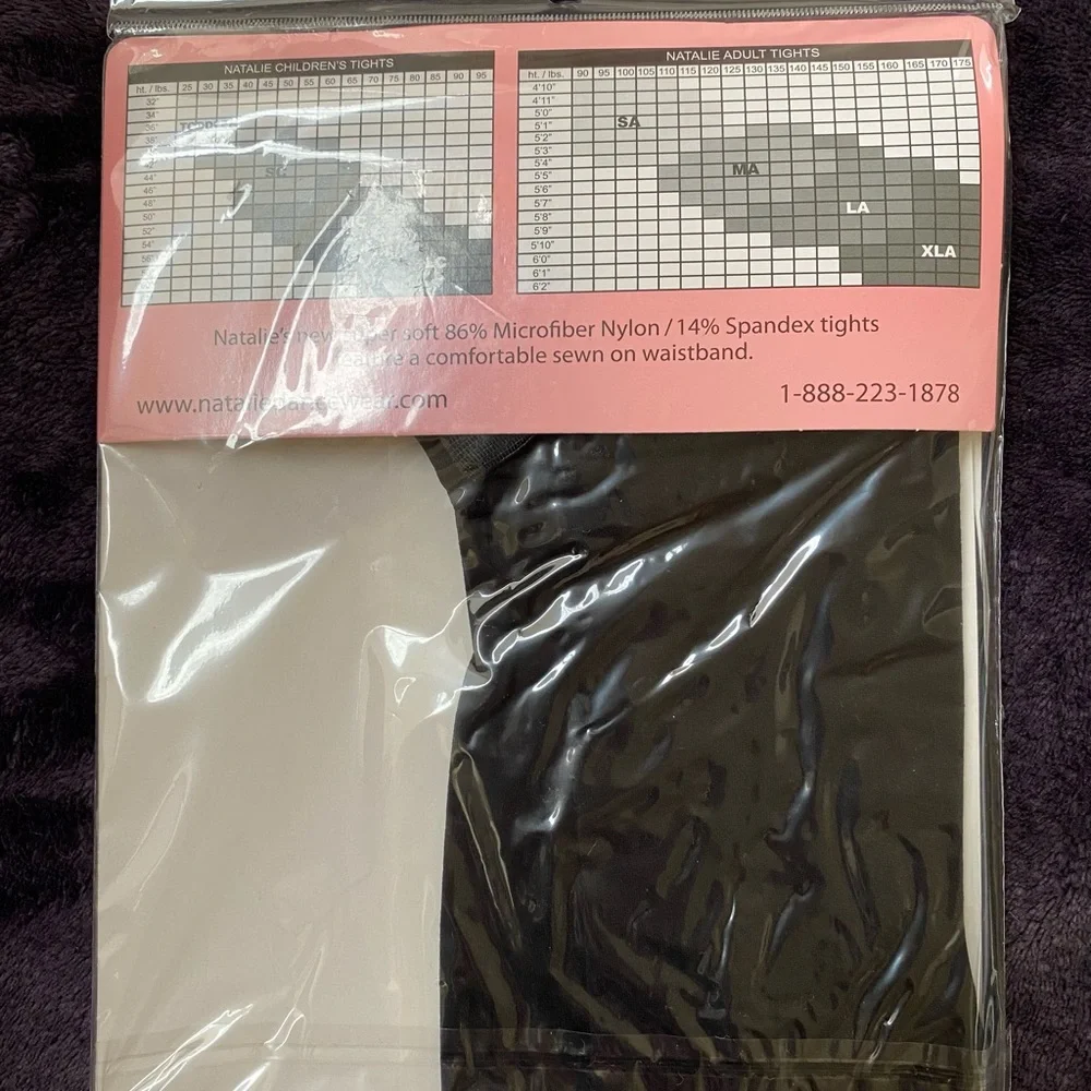 Lot of 4 Natalie Dancewear Black Tights Child S, NWT